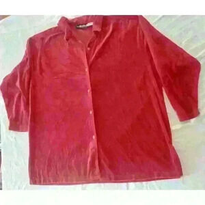 Sag Harbor Red Long Sleeve Round Neck Pearl Look Button Up Cardigan Womens 2X